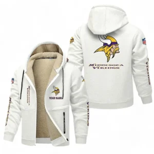 Minnesota Vikings NFL Lamb Fleece Thick Coat NFL62012025363, Gift For Fan Minnesota Vikings - White