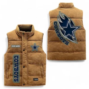 Dallas Cowboys NFL Corduroy Vest NFL67011525889, Gift For Fan Dallas Cowboys - Brown