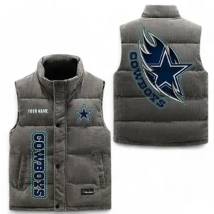 Dallas Cowboys NFL Corduroy Vest NFL67011525889, Gift For Fan Dallas Cowboys - Gray