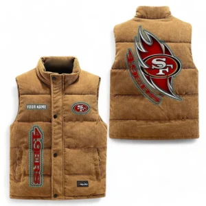 San Francisco 49ers NFL Corduroy Vest NFL67011525890, Gift For Fan San Francisco 49ers - Brown