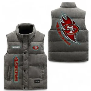San Francisco 49ers NFL Corduroy Vest NFL67011525890, Gift For Fan San Francisco 49ers - Gray