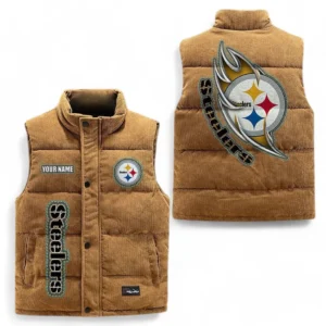 Pittsburgh Steelers NFL Corduroy Vest NFL67011525893, Gift For Fan Pittsburgh Steelers - Brown