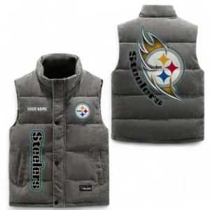 Pittsburgh Steelers NFL Corduroy Vest NFL67011525893, Gift For Fan Pittsburgh Steelers - Gray