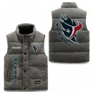 Houston Texans NFL Corduroy Vest NFL67011525895, Gift For Fan Houston Texans - Gray