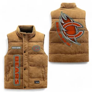 Chicago Bears NFL Corduroy Vest NFL67011525896, Gift For Fan Chicago Bears - Brown