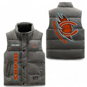 Chicago Bears NFL Corduroy Vest NFL67011525896, Gift For Fan Chicago Bears - Gray