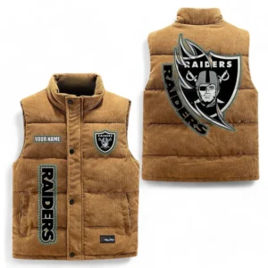 Las Vegas Raiders NFL Corduroy Vest NFL67011525897, Gift For Fan Las Vegas Raiders - Brown