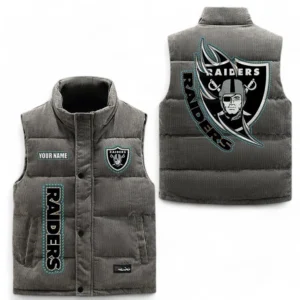 Las Vegas Raiders NFL Corduroy Vest NFL67011525897, Gift For Fan Las Vegas Raiders - Gray