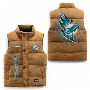 Miami Dolphins NFL Corduroy Vest NFL67011525898, Gift For Fan Miami Dolphins - Brown