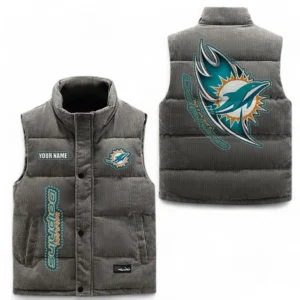 Miami Dolphins NFL Corduroy Vest NFL67011525898, Gift For Fan Miami Dolphins - Gray