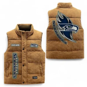 Seattle Seahawks NFL Corduroy Vest NFL67011525899, Gift For Fan Seattle Seahawks - Brown