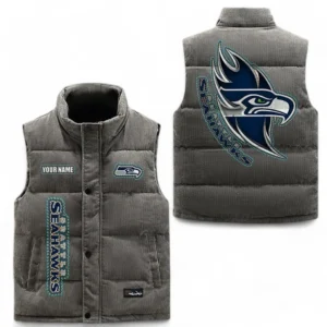 Seattle Seahawks NFL Corduroy Vest NFL67011525899, Gift For Fan Seattle Seahawks - Gray