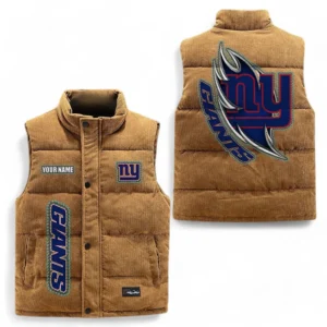 New York Giants NFL Corduroy Vest NFL67011525900, Gift For Fan New York Giants - Brown