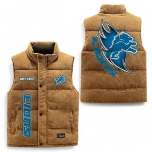 Detroit Lions NFL Corduroy Vest NFL67011525902, Gift For Fan Detroit Lions - Brown