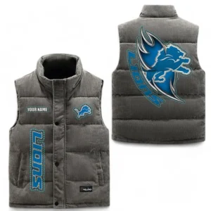 Detroit Lions NFL Corduroy Vest NFL67011525902, Gift For Fan Detroit Lions - Gray