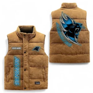 Carolina Panthers NFL Corduroy Vest NFL67011525904, Gift For Fan Carolina Panthers - Brown