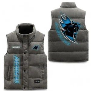 Carolina Panthers NFL Corduroy Vest NFL67011525904, Gift For Fan Carolina Panthers - Gray