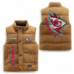 Kansas City Chiefs NFL Corduroy Vest NFL67011525905, Gift For Fan Kansas City Chiefs - Brown