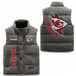 Kansas City Chiefs NFL Corduroy Vest NFL67011525905, Gift For Fan Kansas City Chiefs - Gray