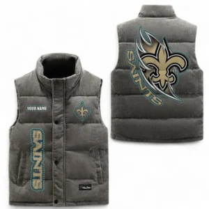 New Orleans Saints NFL Corduroy Vest NFL67011525906, Gift For Fan New Orleans Saints - Gray
