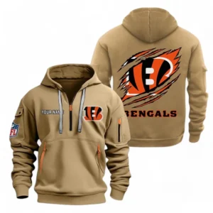 Cincinnati Bengals NFL Hoodie Half Zipper NFL70011025891, Gift For Fan Cincinnati Bengals - Khaki