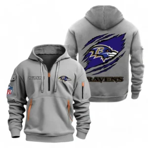 Baltimore Ravens NFL Hoodie Half Zipper NFL70011025894, Gift For Fan Baltimore Ravens - Gray