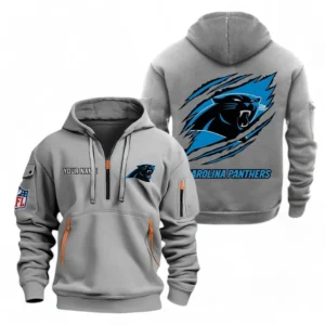 Carolina Panthers NFL Hoodie Half Zipper NFL70011025897, Gift For Fan Carolina Panthers - Gray