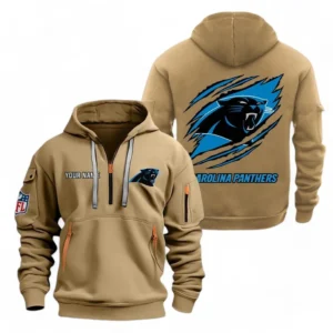 Carolina Panthers NFL Hoodie Half Zipper NFL70011025897, Gift For Fan Carolina Panthers - Khaki