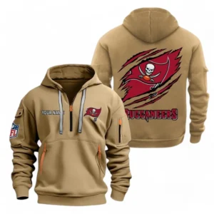 Tampa Bay Buccaneers NFL Hoodie Half Zipper NFL70011025898, Gift For Fan Tampa Bay Buccaneers - Khaki