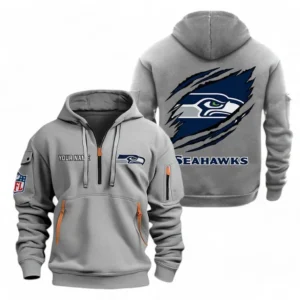 Seattle Seahawks NFL Hoodie Half Zipper NFL70011025899, Gift For Fan Seattle Seahawks - Gray