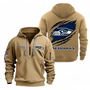 Seattle Seahawks NFL Hoodie Half Zipper NFL70011025899, Gift For Fan Seattle Seahawks - Khaki