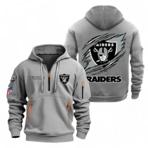 Las Vegas Raiders NFL Hoodie Half Zipper NFL70011025901, Gift For Fan Las Vegas Raiders - Gray