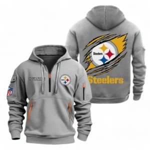 Pittsburgh Steelers NFL Hoodie Half Zipper NFL70011025902, Gift For Fan Pittsburgh Steelers - Gray
