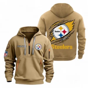 Pittsburgh Steelers NFL Hoodie Half Zipper NFL70011025902, Gift For Fan Pittsburgh Steelers - Khaki