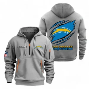 Los Angeles Chargers NFL Hoodie Half Zipper NFL70011025903, Gift For Fan Los Angeles Chargers - Gray