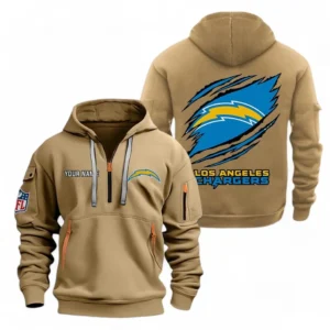 Los Angeles Chargers NFL Hoodie Half Zipper NFL70011025903, Gift For Fan Los Angeles Chargers - Khaki