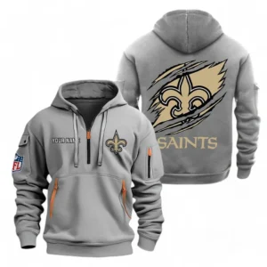 New Orleans Saints NFL Hoodie Half Zipper NFL70011025905, Gift For Fan New Orleans Saints - Gray