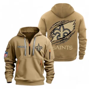 New Orleans Saints NFL Hoodie Half Zipper NFL70011025905, Gift For Fan New Orleans Saints - Khaki