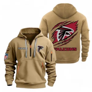 Atlanta Falcons NFL Hoodie Half Zipper NFL70011025906, Gift For Fan Atlanta Falcons - Khaki