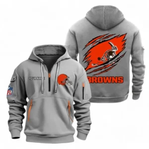 Cleveland Browns NFL Hoodie Half Zipper NFL70011025907, Gift For Fan Cleveland Browns - Gray