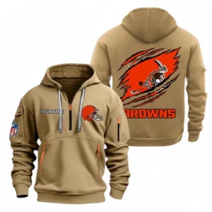 Cleveland Browns NFL Hoodie Half Zipper NFL70011025907, Gift For Fan Cleveland Browns - Khaki