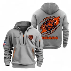 Chicago Bears NFL Hoodie Half Zipper NFL70011025908, Gift For Fan Chicago Bears - Gray