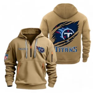 Tennessee Titans NFL Hoodie Half Zipper NFL70011025909, Gift For Fan Tennessee Titans - Khaki