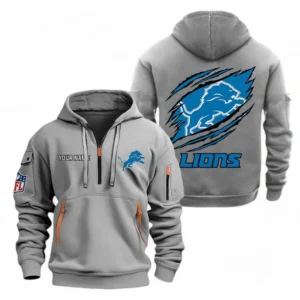 Detroit Lions NFL Hoodie Half Zipper NFL70011025916, Gift For Fan Detroit Lions - Gray