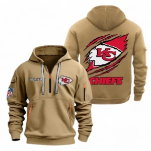 Kansas City Chiefs NFL Hoodie Half Zipper NFL70011025917, Gift For Fan Kansas City Chiefs - Khaki