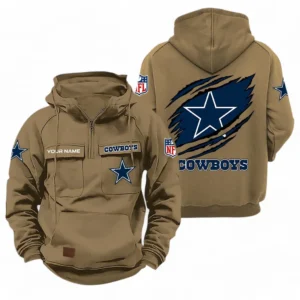 Dallas Cowboys NFL Tactical Quarter Zip Hoodie NFL72011525670, Gift For Fan Dallas Cowboys - Khaki