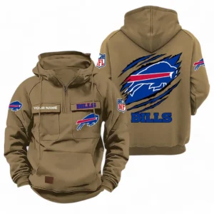 Buffalo Bills NFL Tactical Quarter Zip Hoodie NFL72011525671, Gift For Fan Buffalo Bills - Khaki