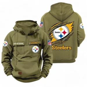 Pittsburgh Steelers NFL Tactical Quarter Zip Hoodie NFL72011525674, Gift For Fan Pittsburgh Steelers - Army Green