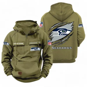 Seattle Seahawks NFL Tactical Quarter Zip Hoodie NFL72011525677, Gift For Fan Seattle Seahawks - Army Green