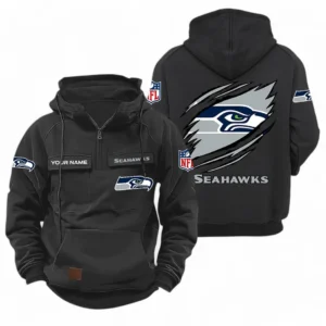 Seattle Seahawks NFL Tactical Quarter Zip Hoodie NFL72011525677, Gift For Fan Seattle Seahawks - Black